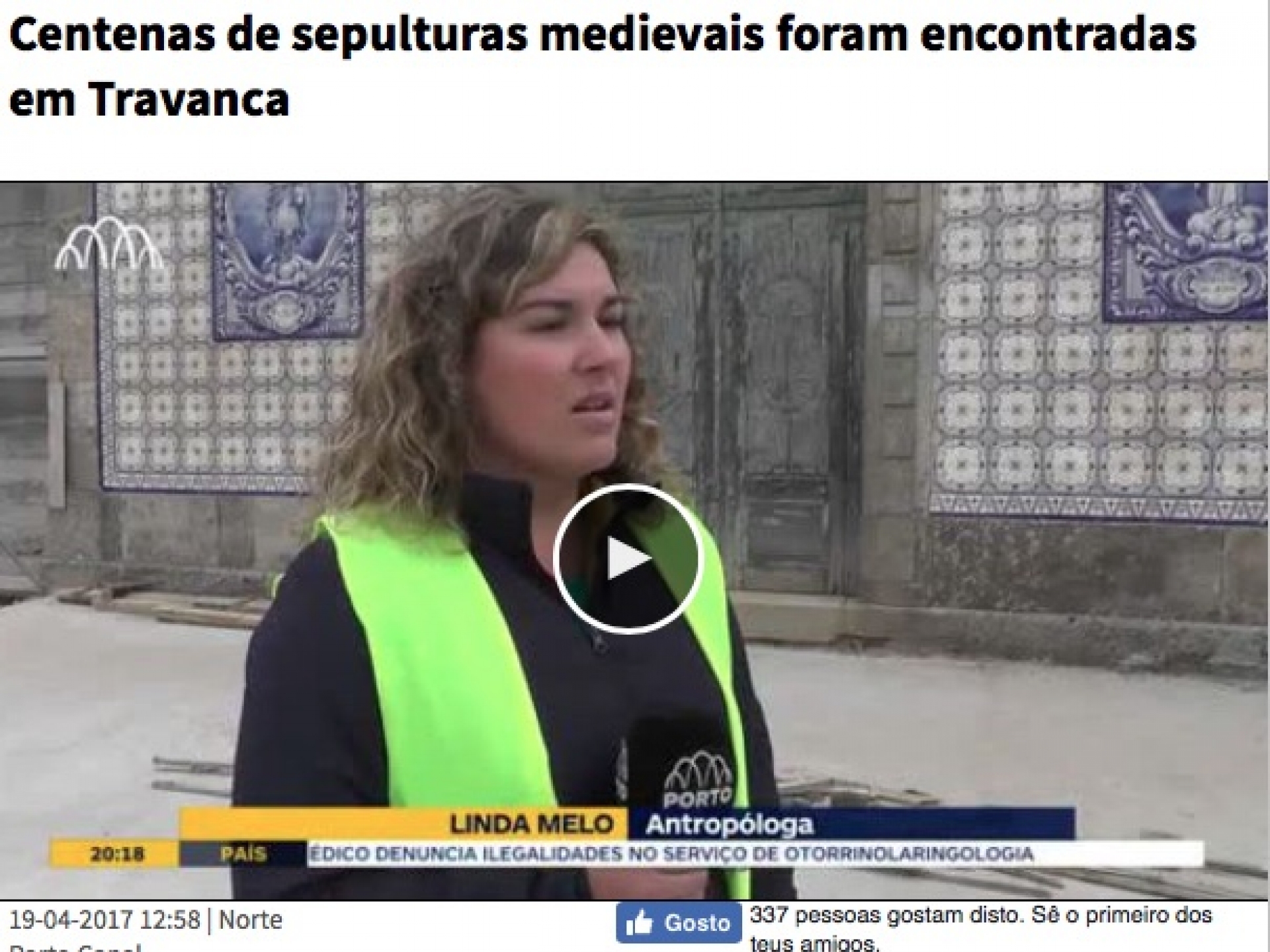 Reportagem do Porto Canal à intervenção arqueológica da AFA na igreja paroquial de Travanca, Santa Maria da Feira